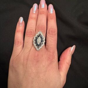 Vintage Art Deco Sapphire Sterling Silver Ring